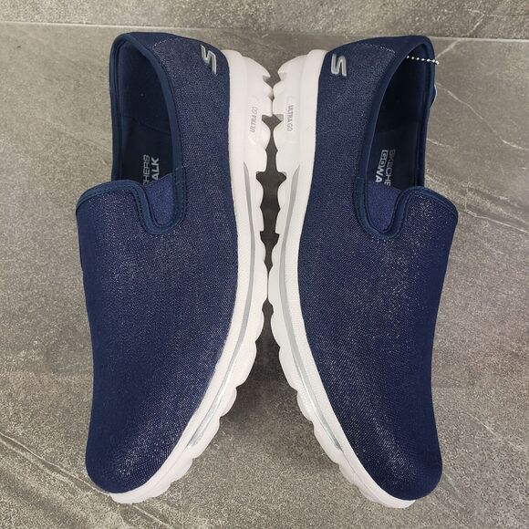 Skechers Go Walk Shoes Womens 11 M Blue Classic Basic Fun Slip-Ons Sneakers - Picture 6 of 12